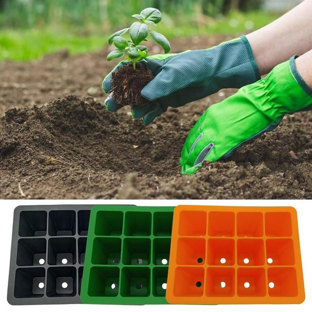 Seed Starting Tray 12 Cell Seedling Pots Seed Starter Pots Silicone  7.1x5.5in Reusable Dishwasher